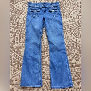 Sincerely Jules Jeans Flare Sz 11/30 70’s hippie Y2K Vibes Front Flap Pockets